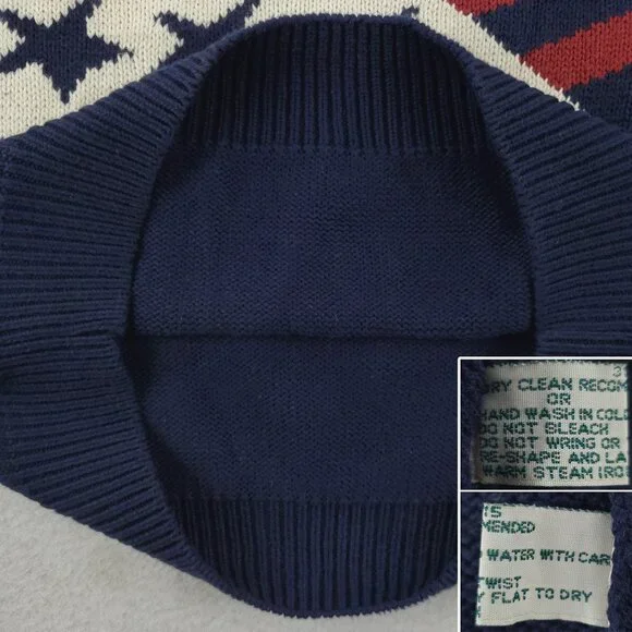 Britches Outdoors Vintage Sweater Crew American Flag Knit Crewneck Men's Medium - Picture 8 of 11